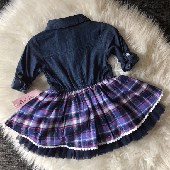 Little Lass Girls' Chambray Flannel Dress - 12M - Picture 2 of 8